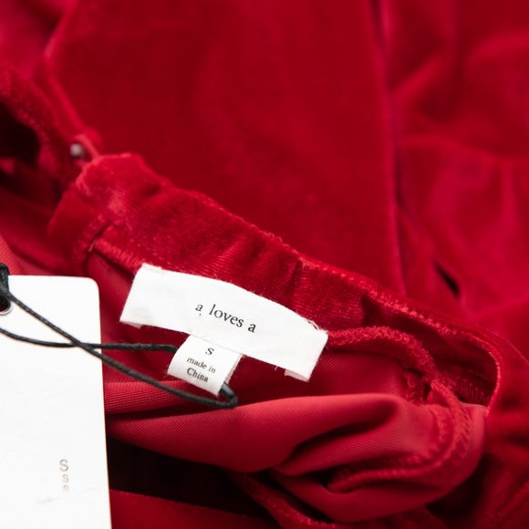 A Loves A Velvet Dress Fit & Flare Long Bell Sleeve Mini Red Size Small New - Picture 5 of 8